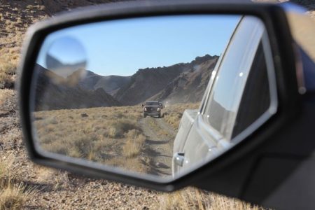Truck In Rearview Mirror