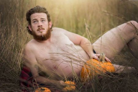 dudeoir photo shoot pumpkins