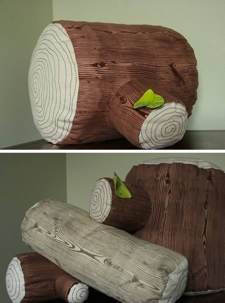 Tree stump floor pillow top