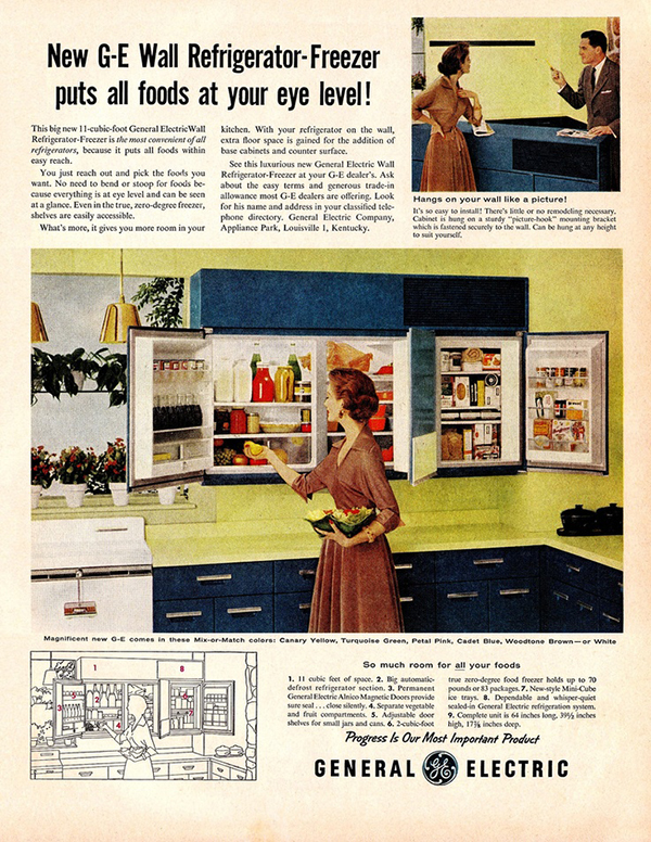 General Electric 1950s USA fridges freezers housewife