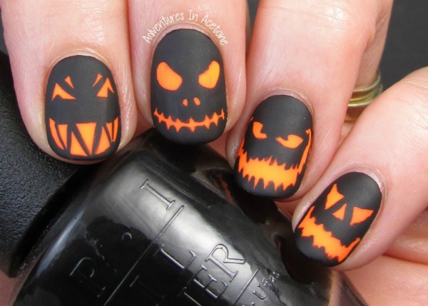 Jack-O-Lantern Nail Art - wide 4